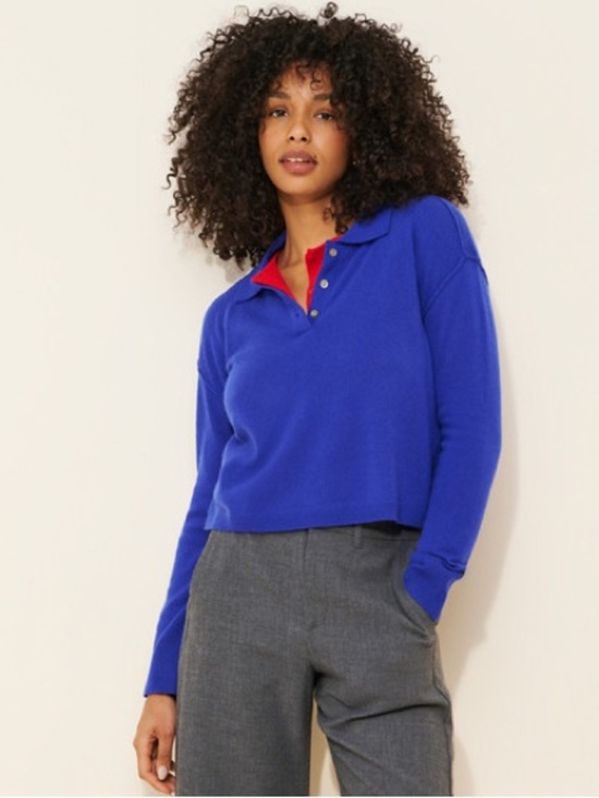 Anthropologie Sweaters - Small Anthropologie pilcro Jensen cashmere cropped collar sweater sapphire blue